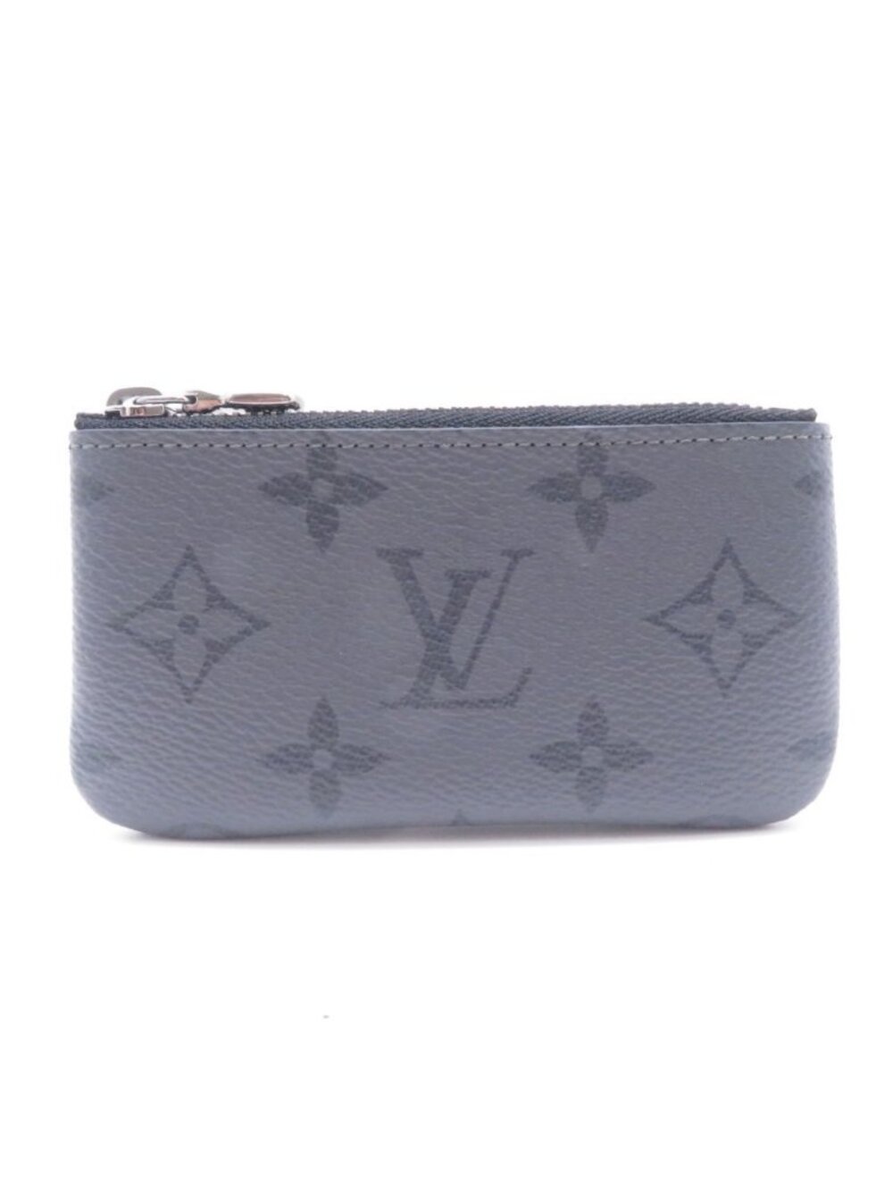 Louis Vuitton Pochette Cles Monogram Eclipse Reverse Coin Purse Gray